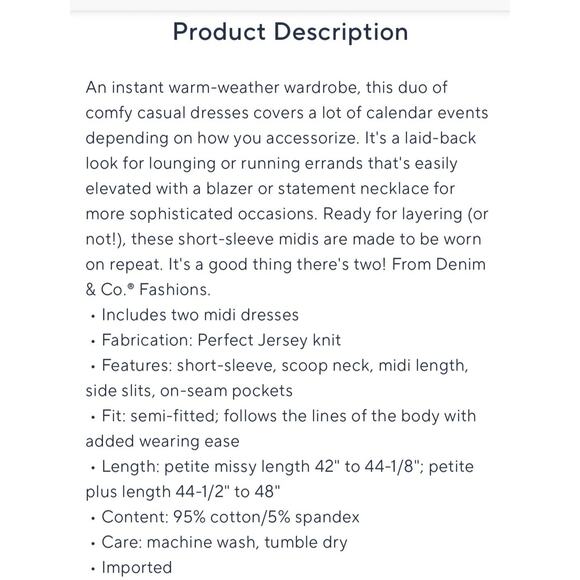 Denim & Co Size PL Black & Green Perfect Jersey Two-Pack Dresses A685416 NWOT - Picture 9 of 10